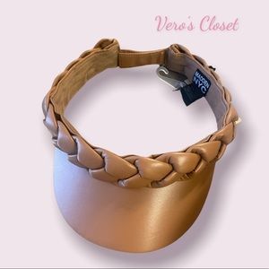 Woman Faux Leather Braided Visor